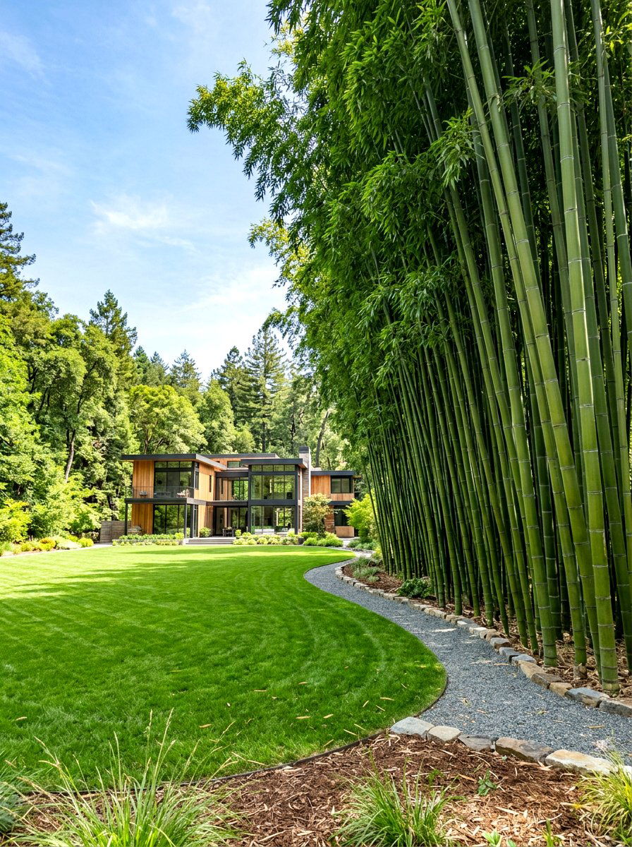 Tall Timber Bamboo Hedge - 30 bamboo privacy screen ideas
