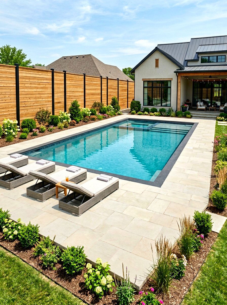Tall Wood Fence - 30 pool privacy ideas