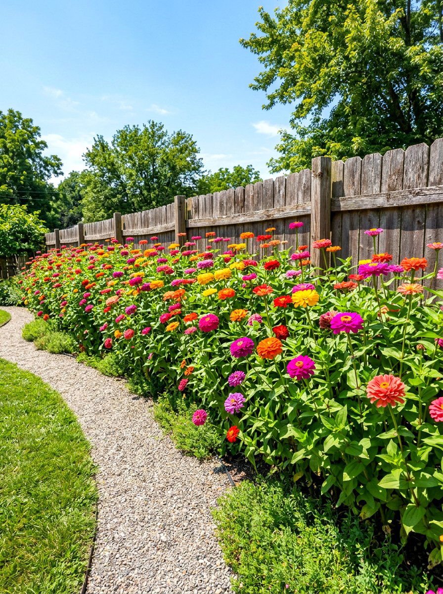 Tall Zinnia Garden Border - 30 zinnia garden ideas