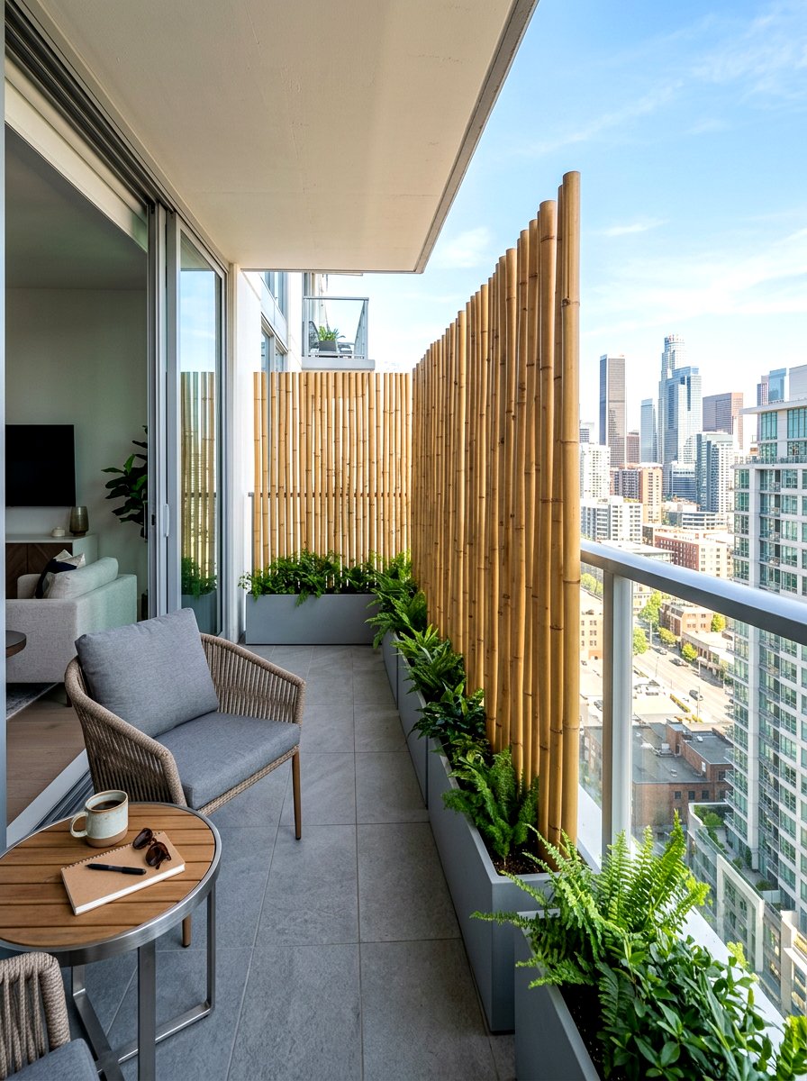 Tall bamboo balcony screen - 30 bamboo planter screen ideas