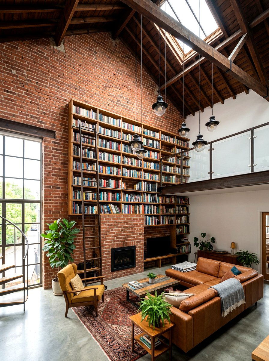 Tall brick living room wall - 30 exposed brick living room ideas