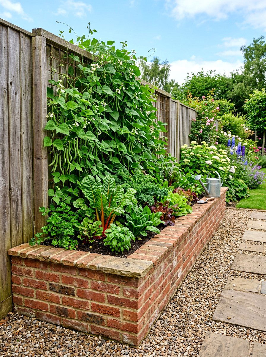 Tall brick planter box - 30 brick raised bed ideas