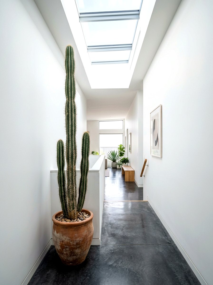 Tall cactus hallway - 30 indoor plant decor ideas