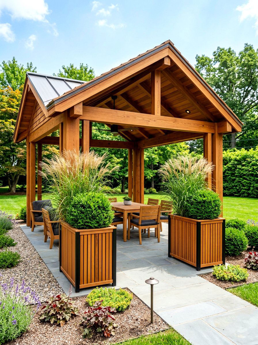 Tall cedar gazebo planters - 30 gazebo planter ideas
