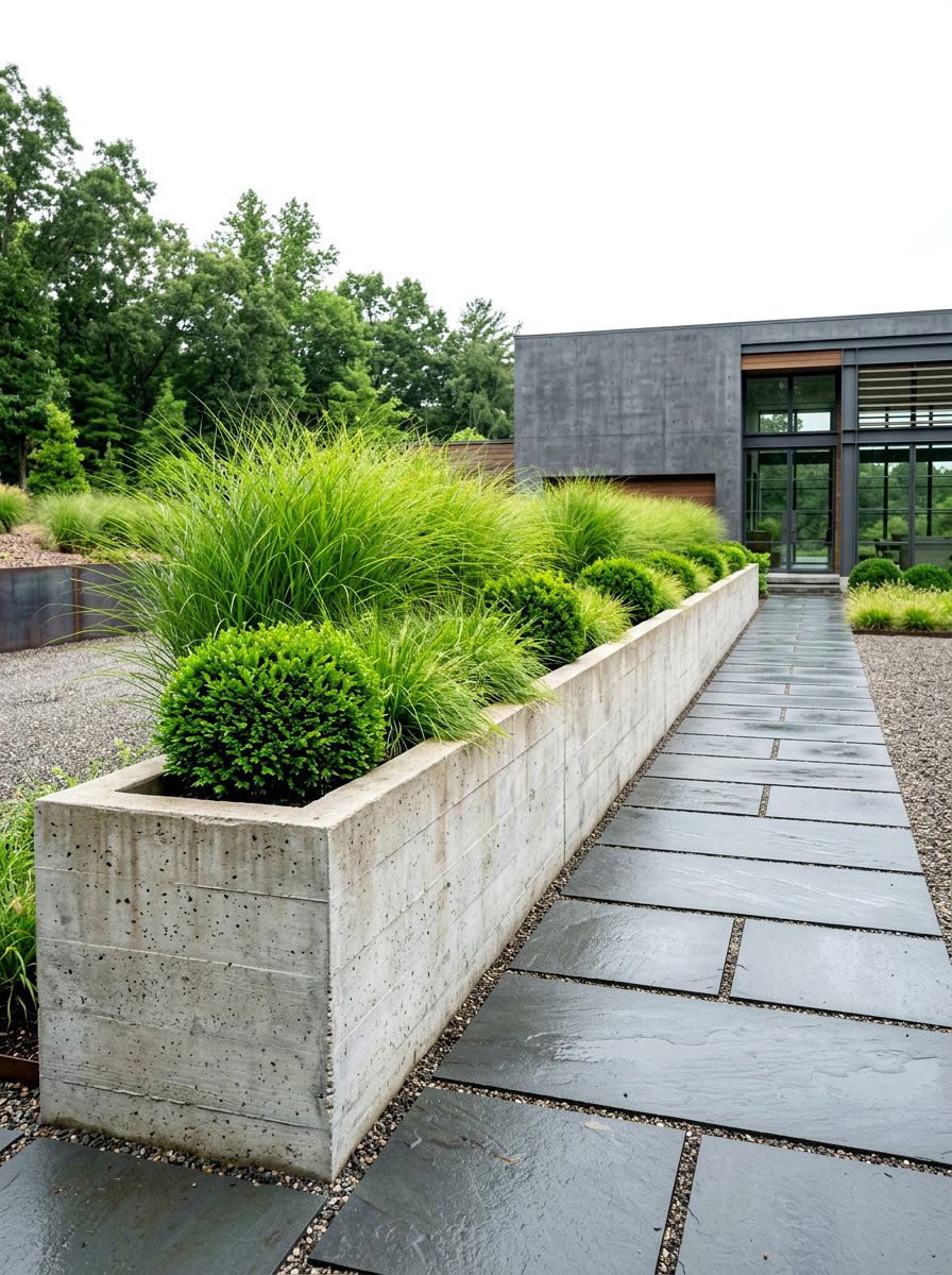 Tall concrete trough - 30 garden planter ideas