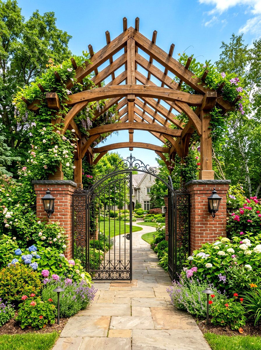 Tall entry gate pergola walkway - 30 pergola walkway ideas