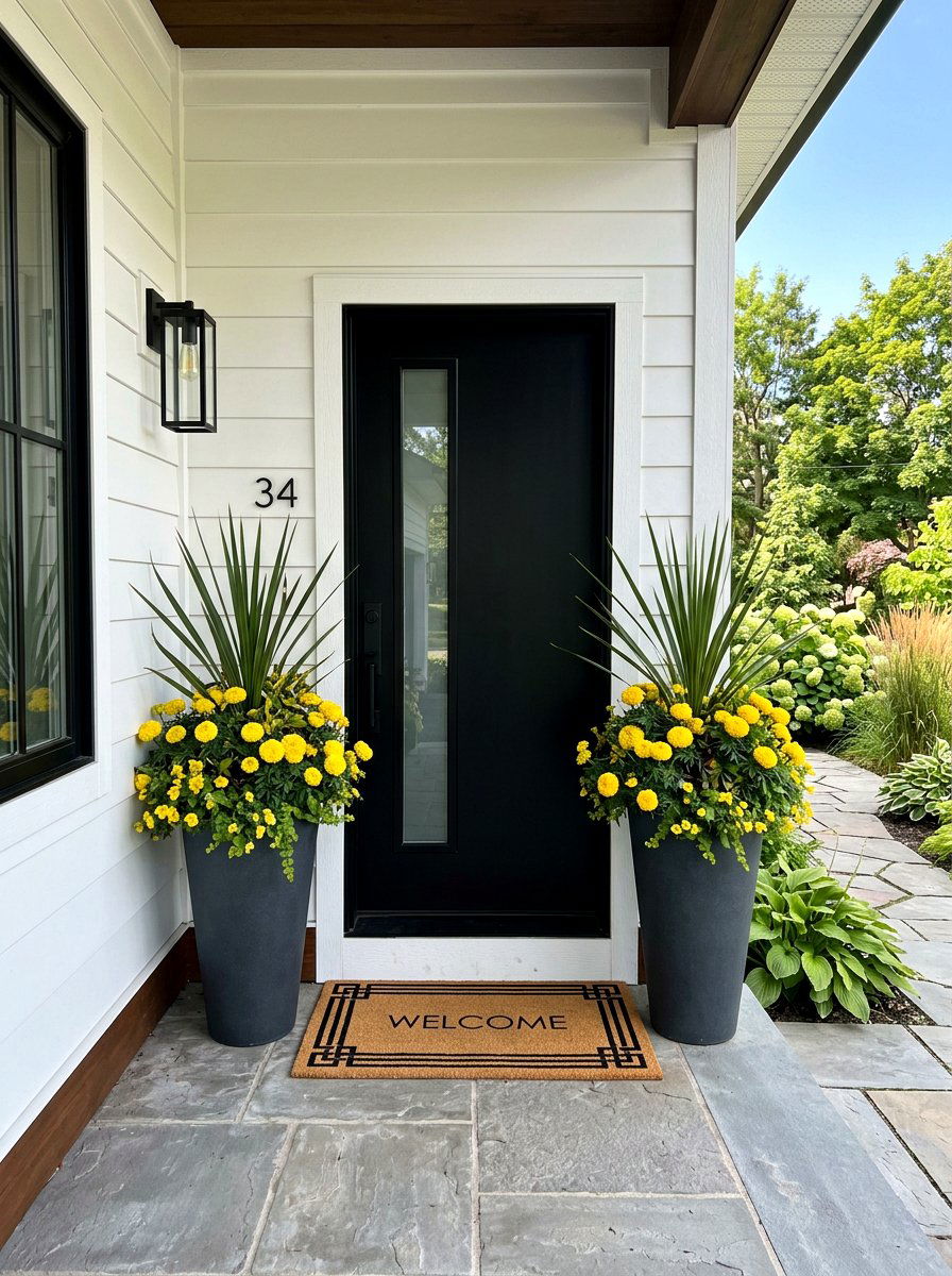 Tall entryway planters - 30 porch container garden ideas