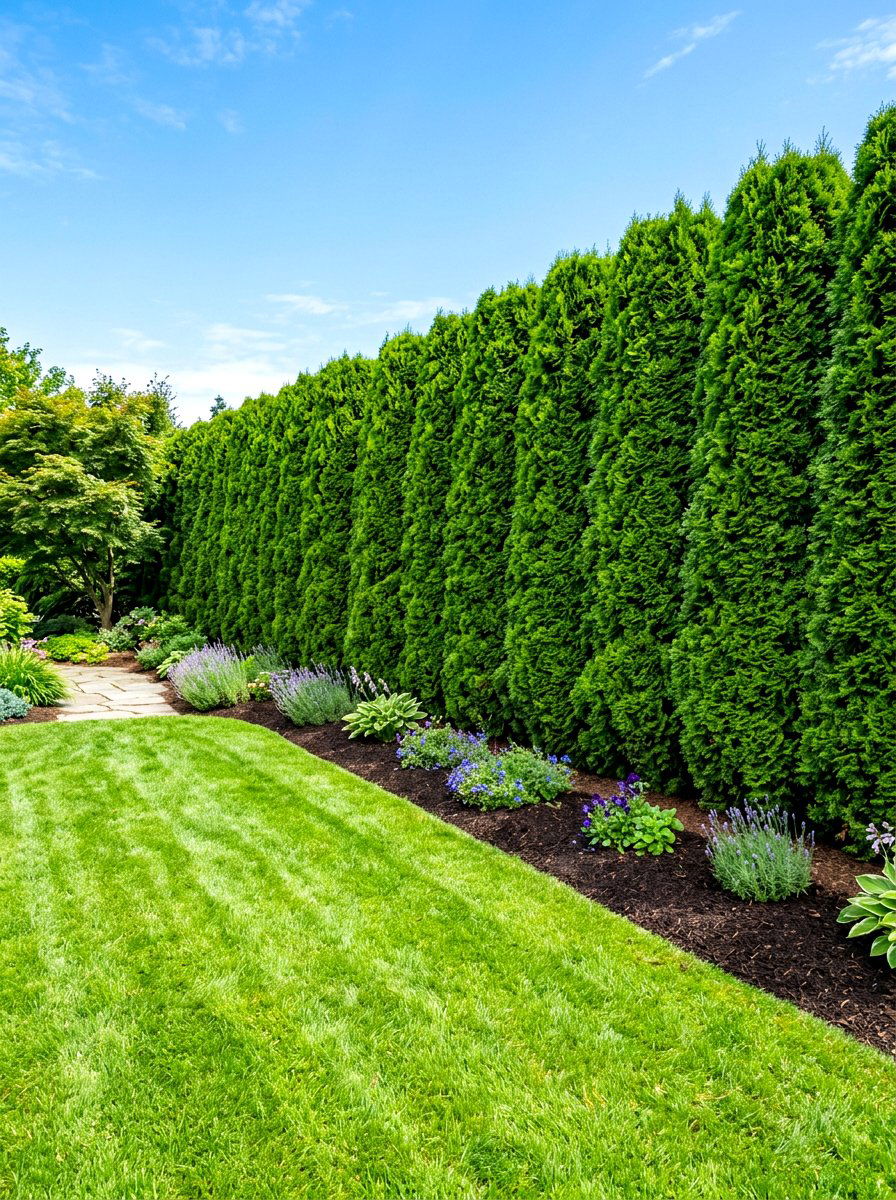 Tall evergreen hedge - 30 corner yard landscaping ideas