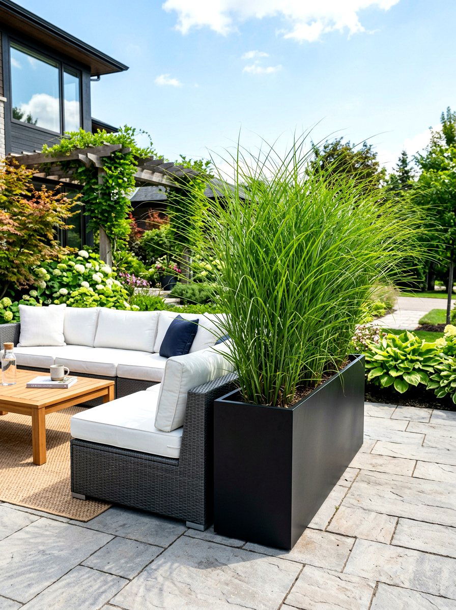 Tall grass planter box - 30 privacy planter screen ideas