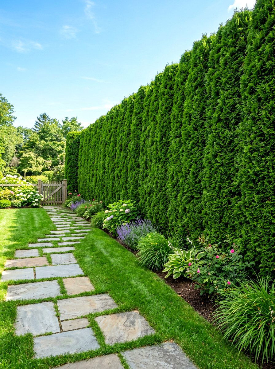 Tall hedge privacy border - 30 outdoor shower privacy ideas