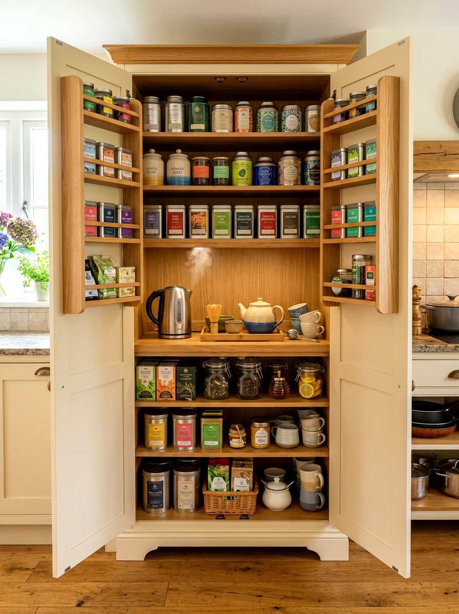 Tall larder tea storage - 30 hidden tea pantry ideas