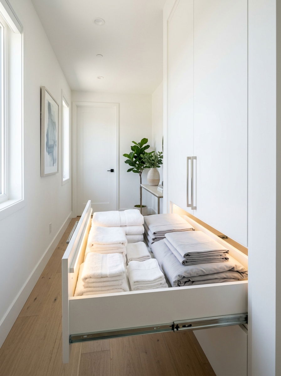 Tall linen pull out drawer - 30 vertical drawer storage ideas