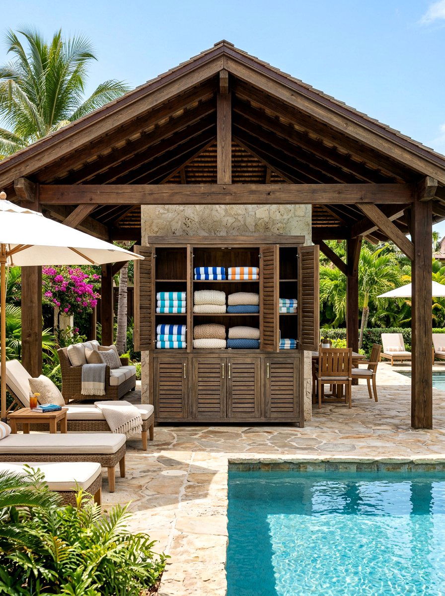 Tall outdoor cabinet - 30 outdoor blanket storage ideas