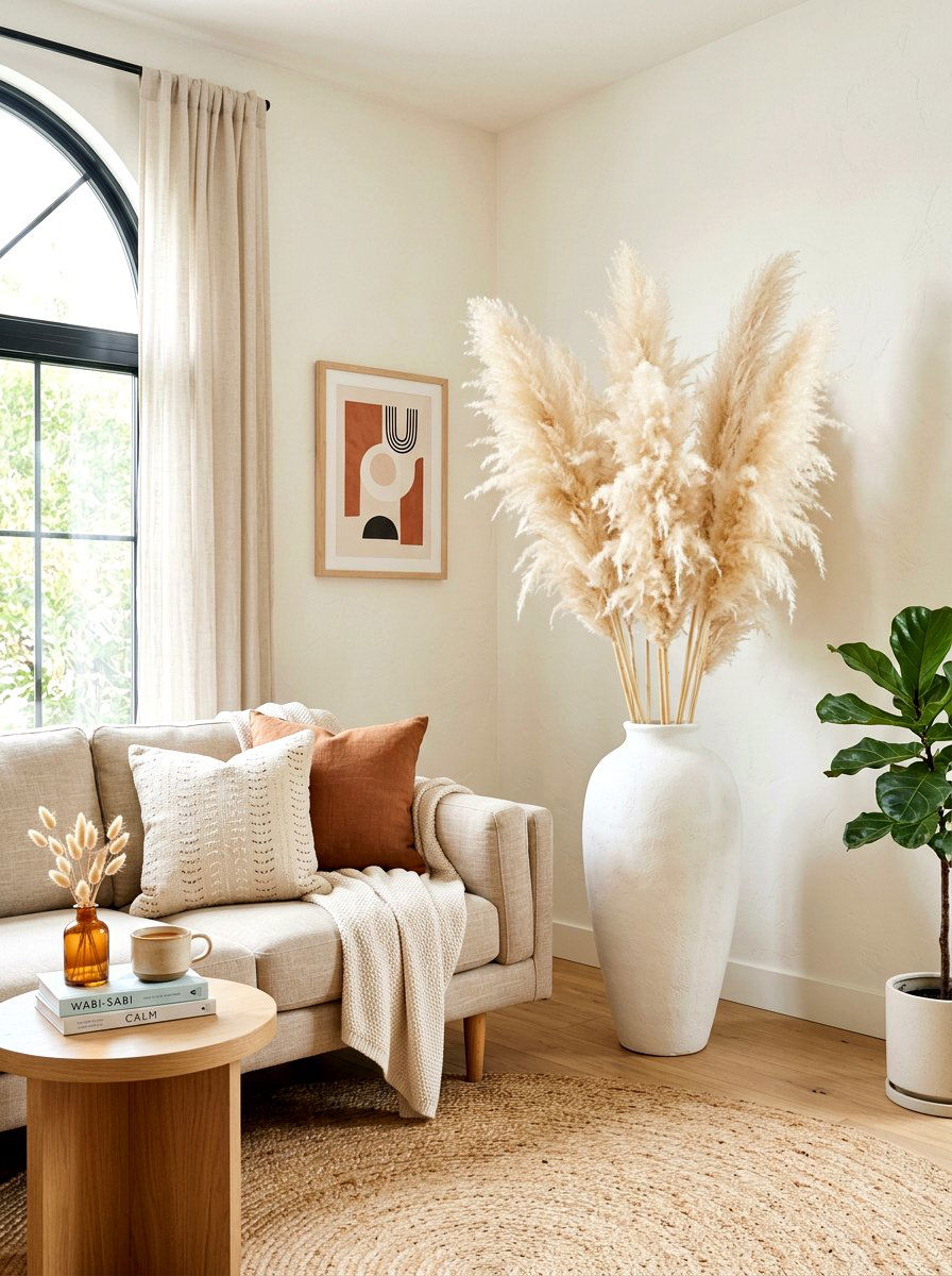 Tall pampas grass floor vase - 30 pampas grass decor ideas