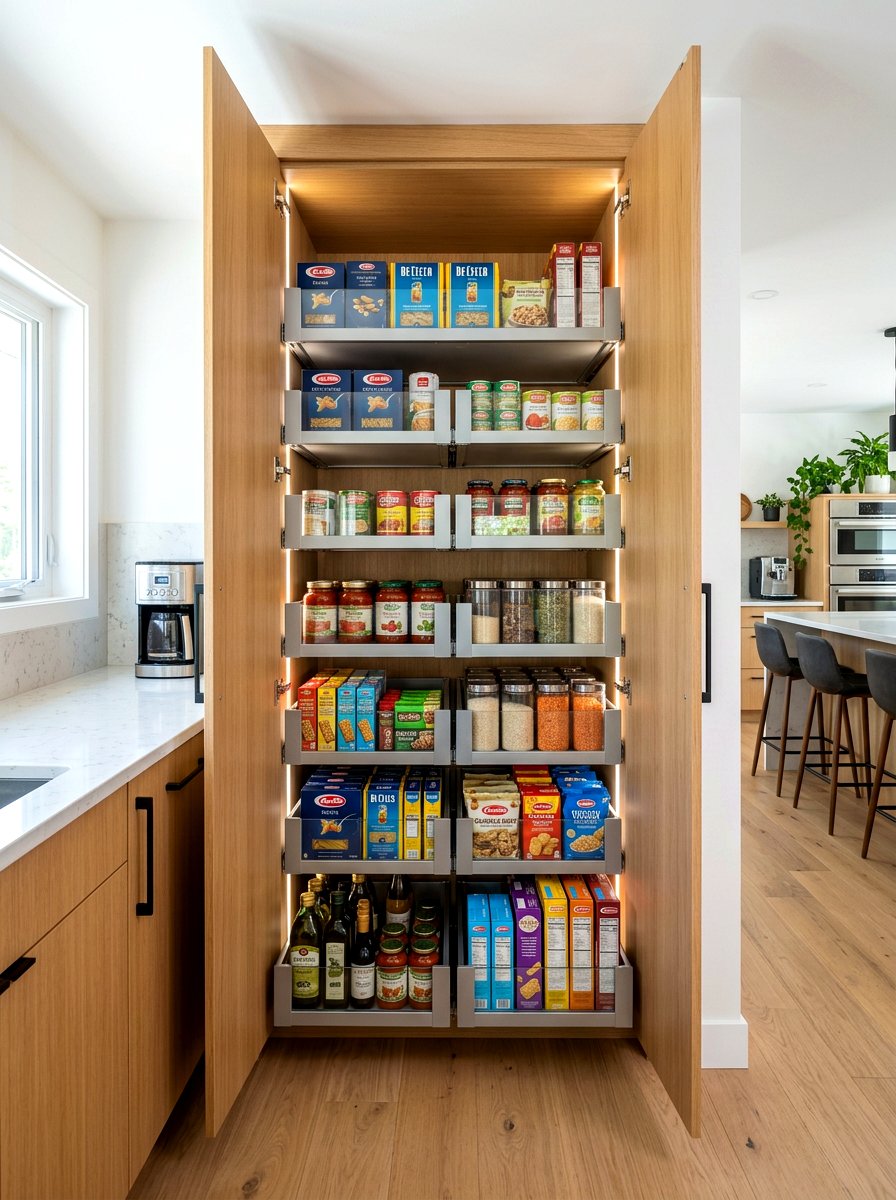 Tall pantry cabinet with pull out drawers - 30 freestanding furniture kitchen ideas
