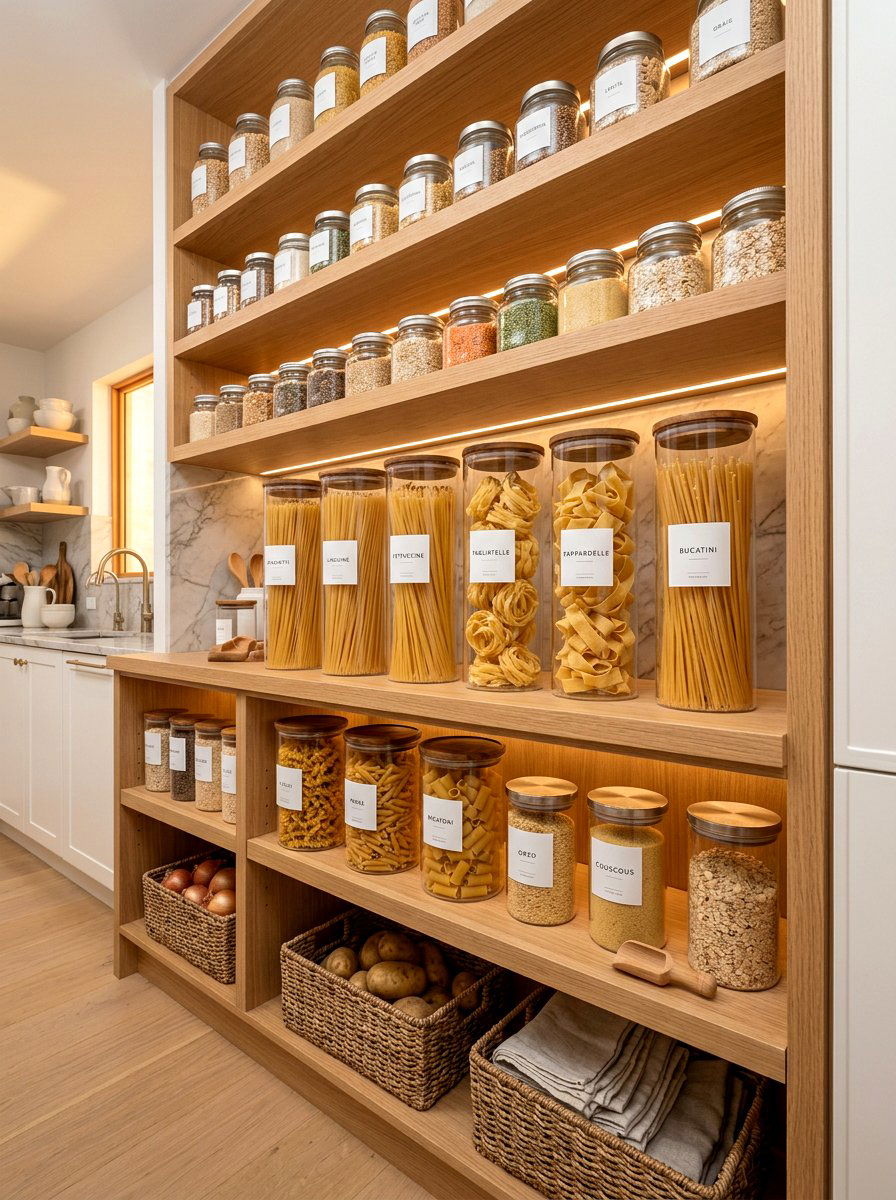 Tall pasta storage jars - 30 pantry decanting ideas