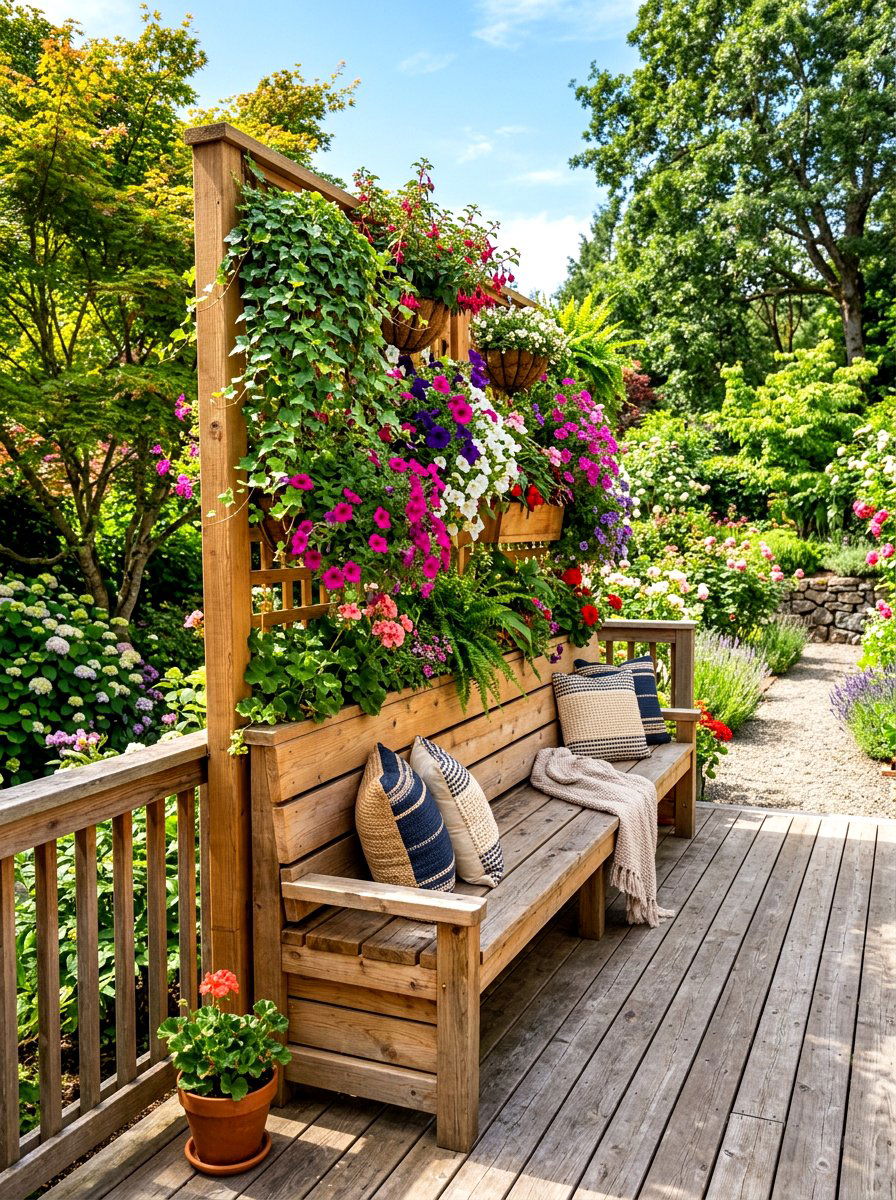 Tall planter bench - 30 patio bench with planter ideas
