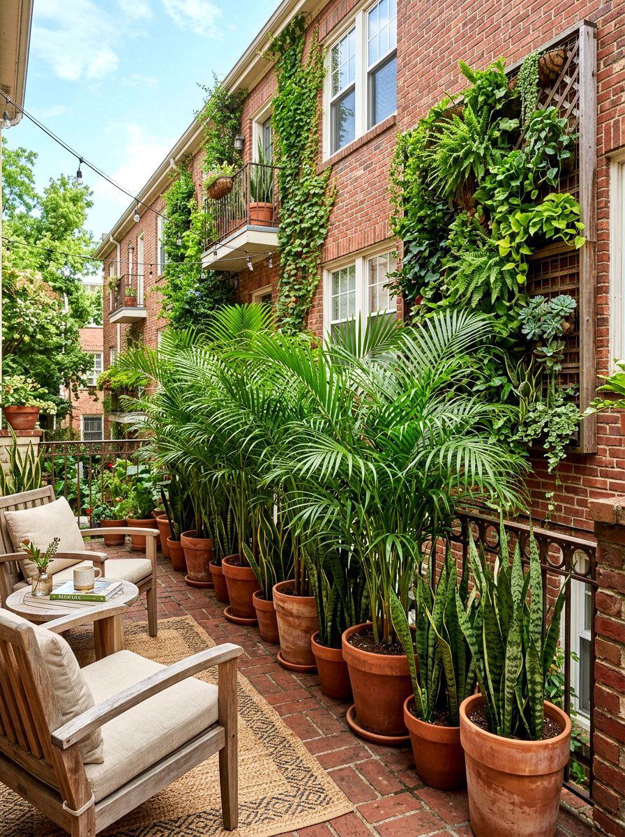 Tall potted plants - 30 apartment patio privacy ideas