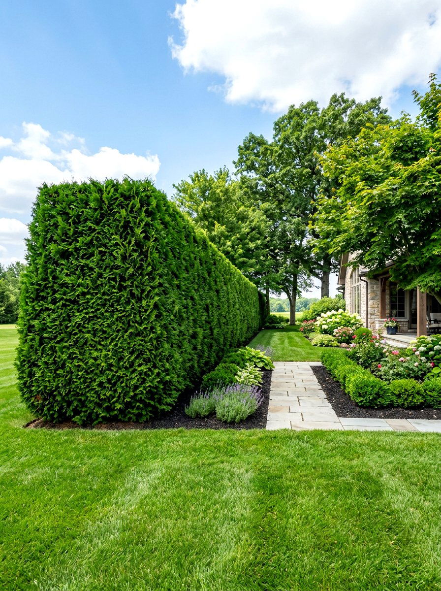 Tall privacy hedge border - 30 border planting ideas along fence