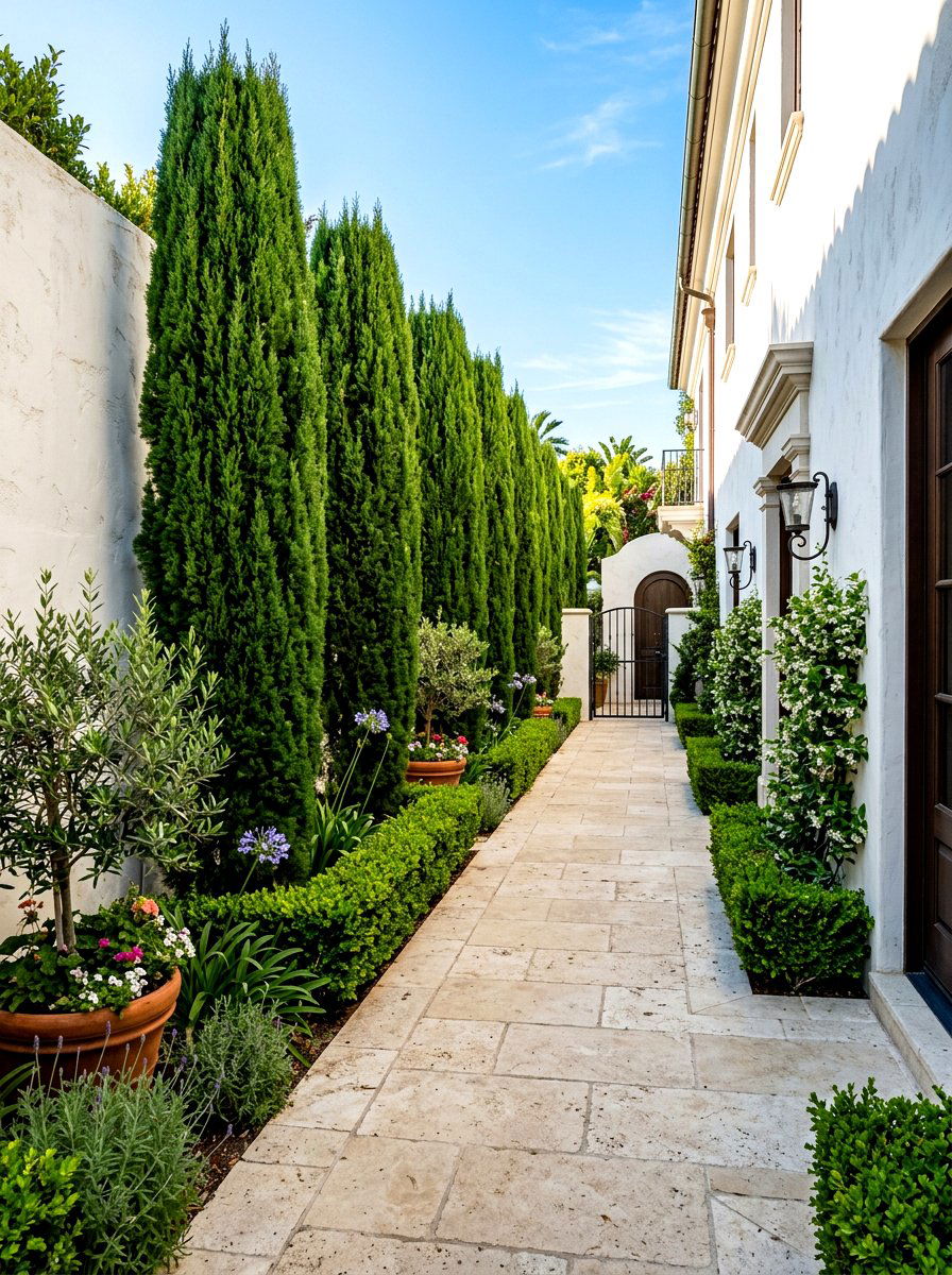 Tall privacy hedges - 30 tiny courtyard garden ideas