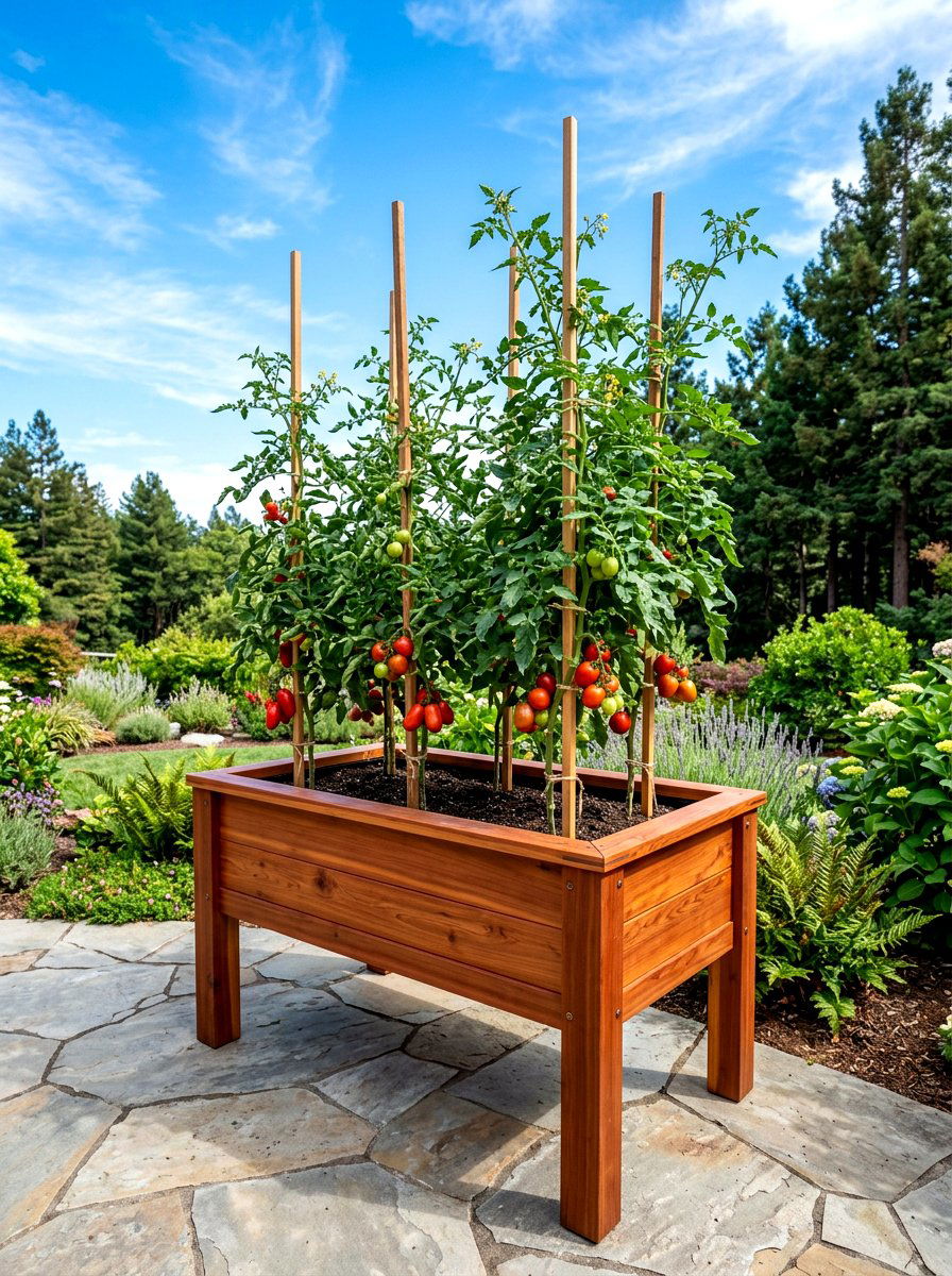Tall redwood planter - 30 wood raised bed ideas