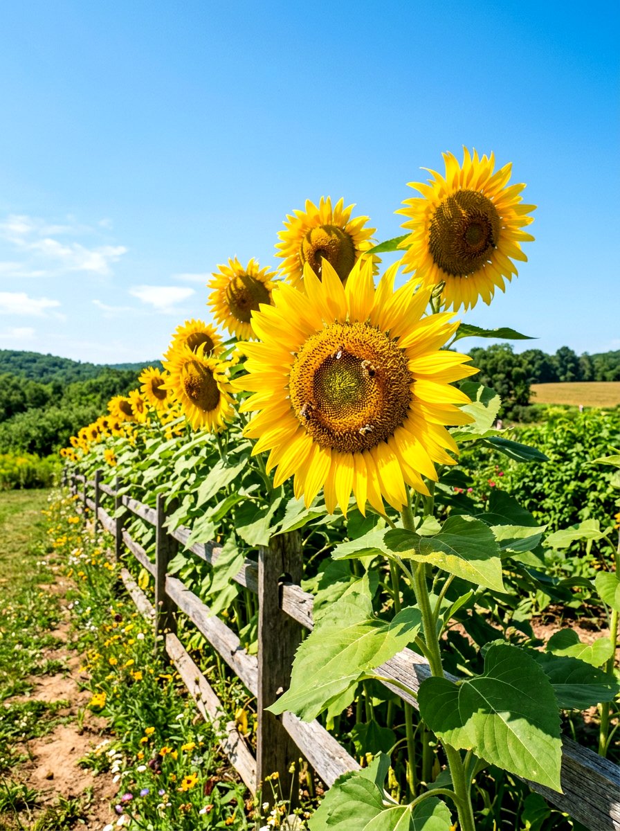 Tall sunflower garden - 30 summer bloom garden ideas