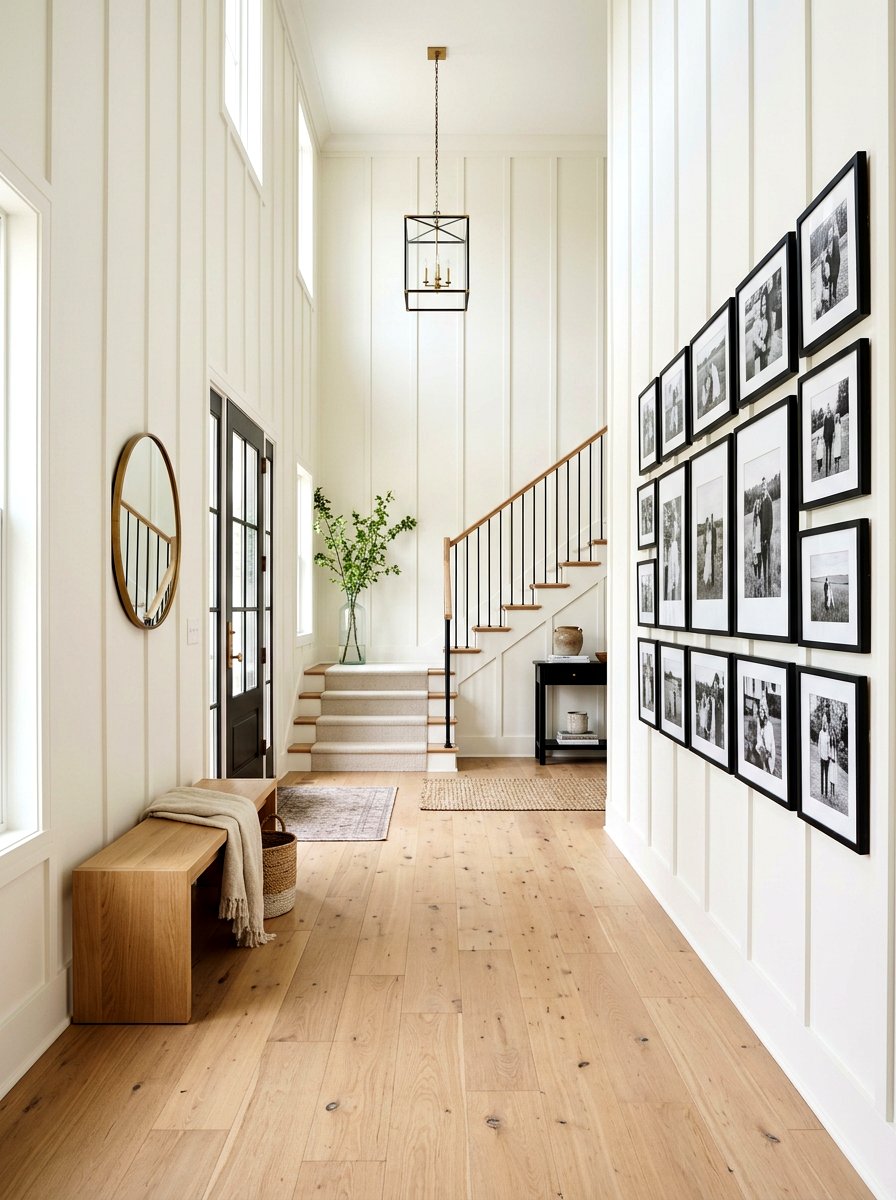 Tall thin board and batten - 30 foyer wall molding ideas