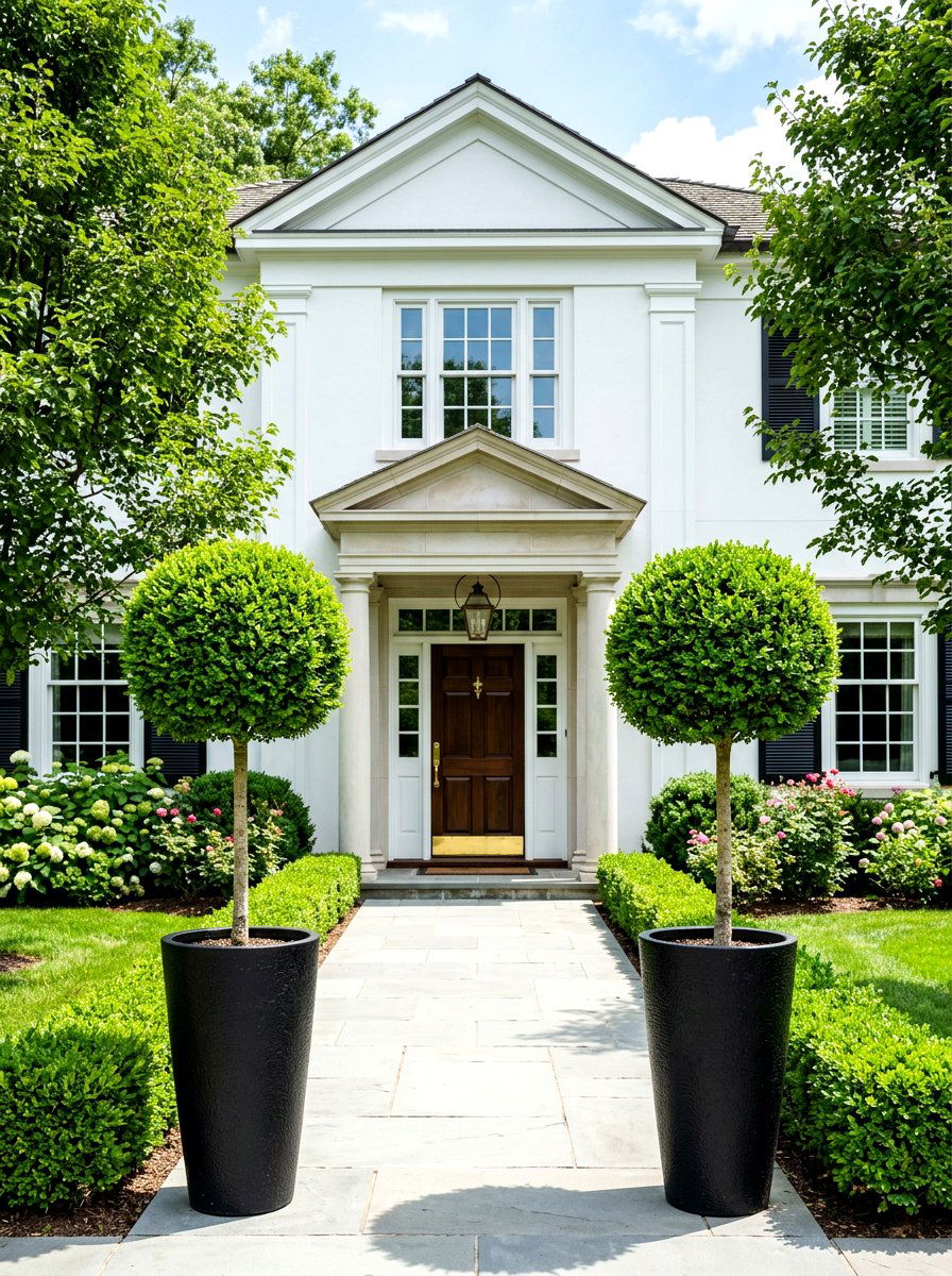 Tall topiary tree - 30 stoop decor ideas