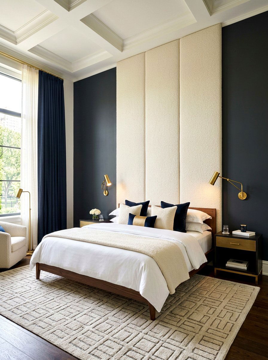 Tall wall boucle headboard - 30 boucle headboard ideas