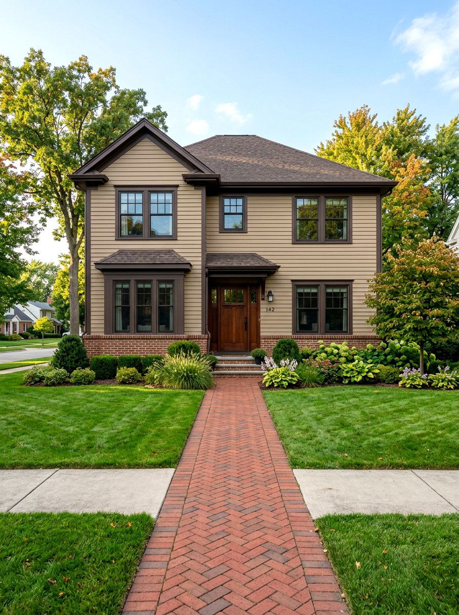 Tan House Brown Trim - 30 house trim color ideas