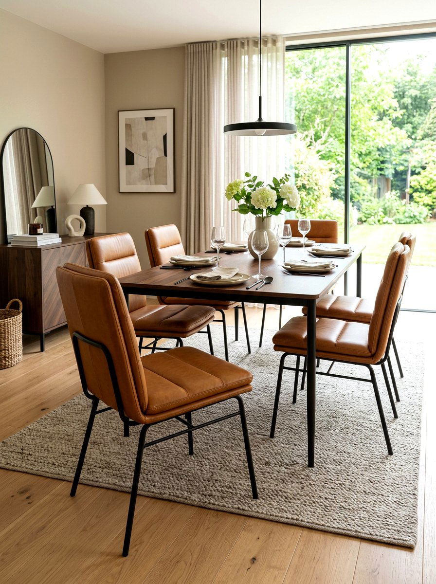 Tan Leather Dining Chairs - 30 brown dining room decor ideas