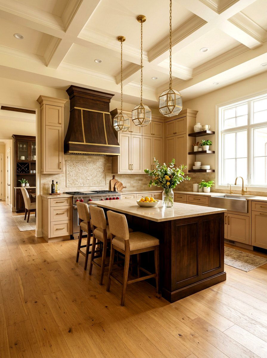 Tan and Espresso Wood Kitchen - 30 stained and painted kitchen ideas