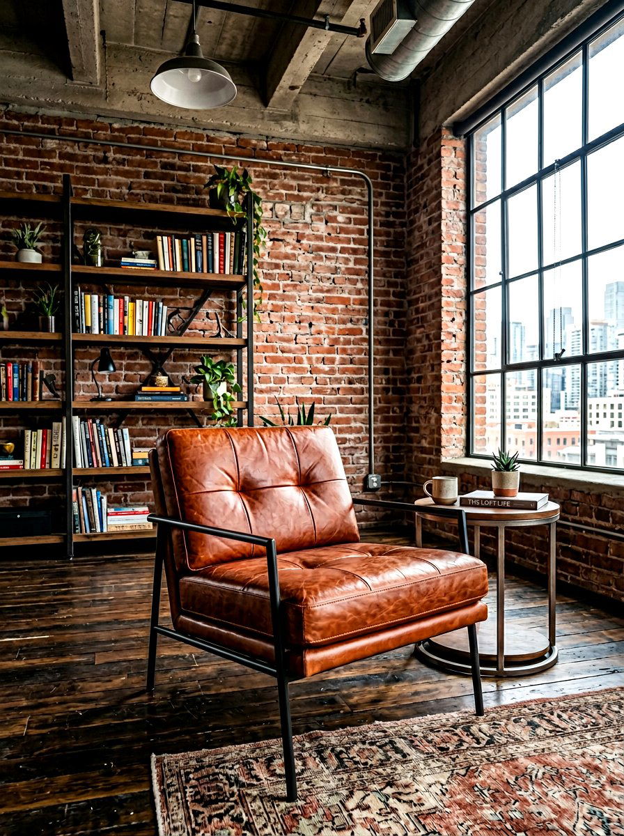Tan leather armless chair - 30 armless chair living room ideas