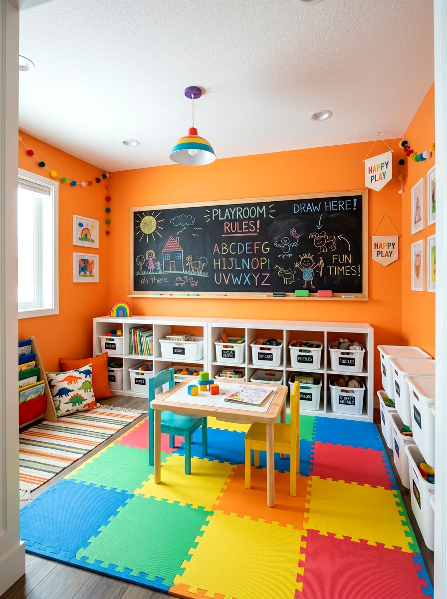 Tangerine Small Playroom - 30 small room big color ideas