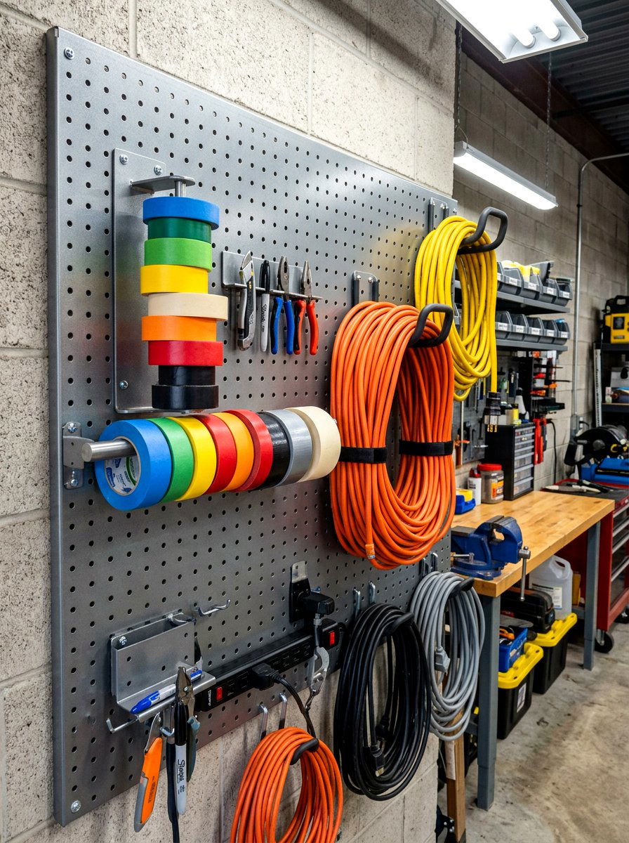 Tape And Cord Holder - 30 garage pegboard ideas