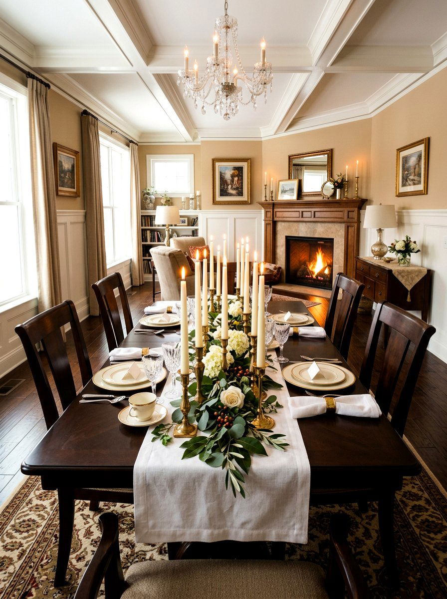 Taper Candle Arrangement - 30 winter dining table ideas