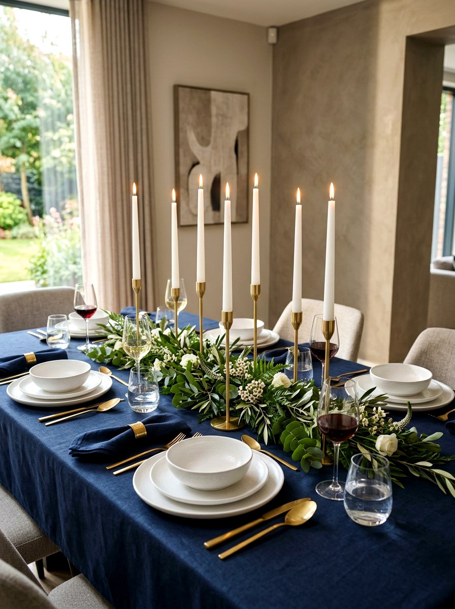 Taper candle dining table centerpiece - 30 candlelit dining room ideas aesthetic