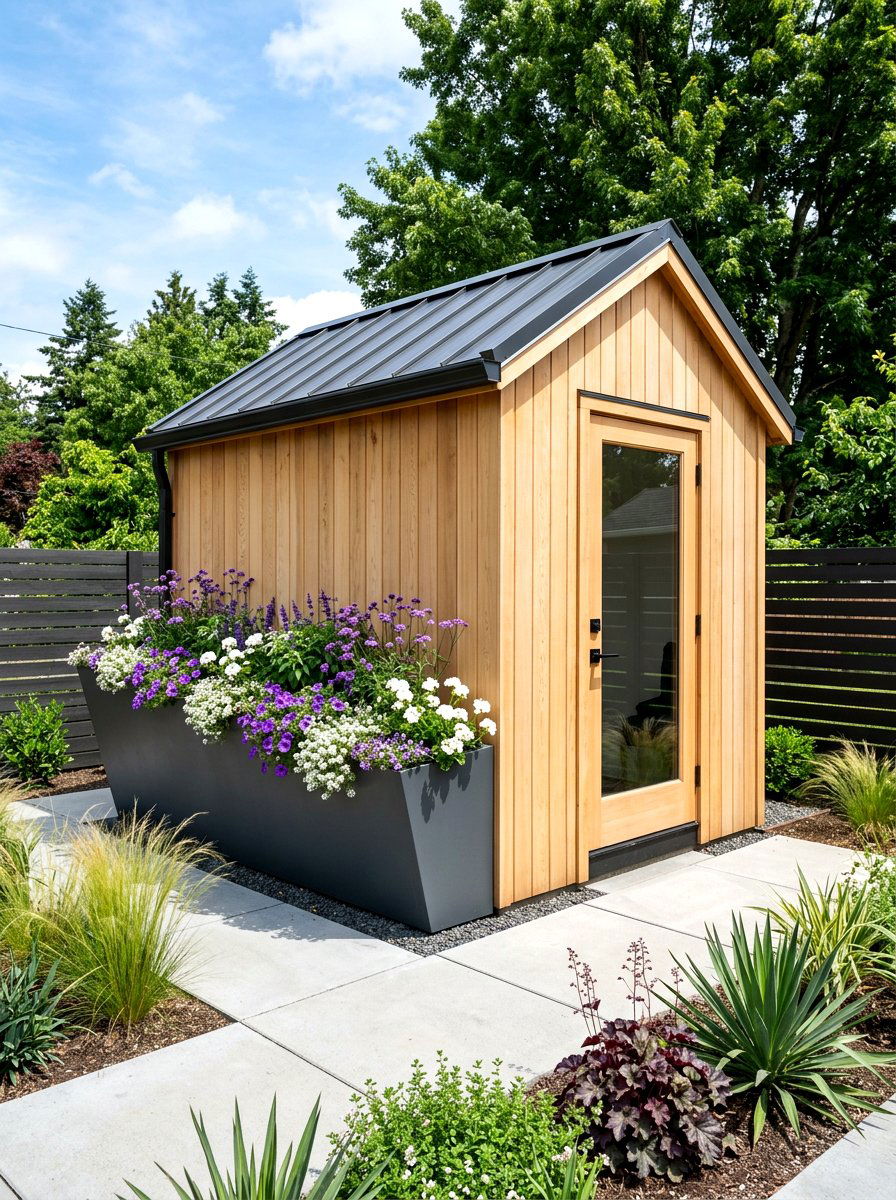 Tapered Angled Shed Box - 30 shed flower box ideas