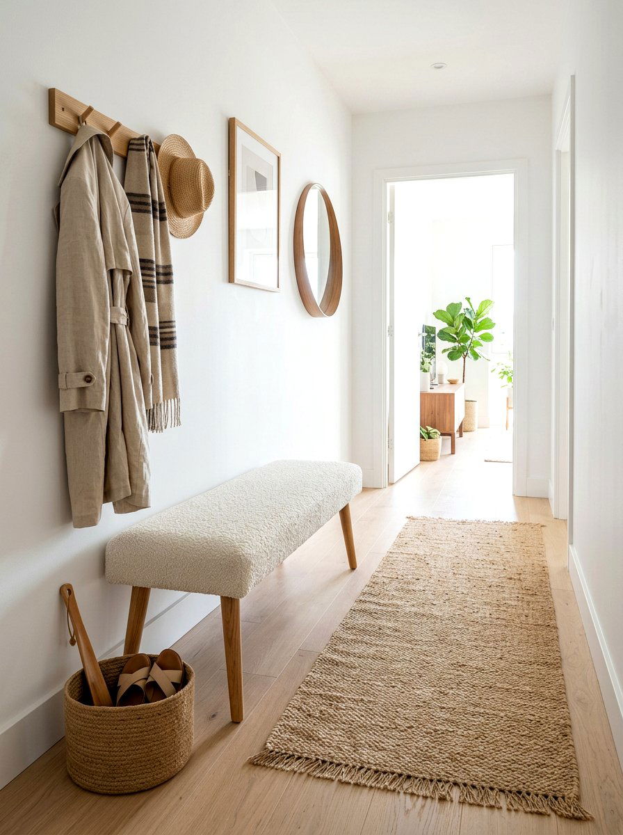 Tapered Leg Boucle Bench - 30 boucle entry bench ideas