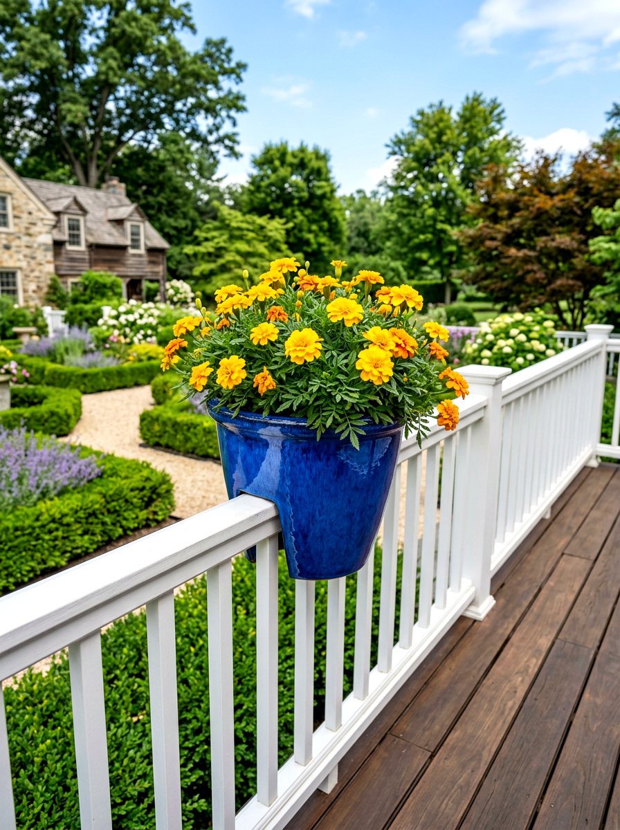Tapered Railing Flower Pot - 30 deck railing planter ideas