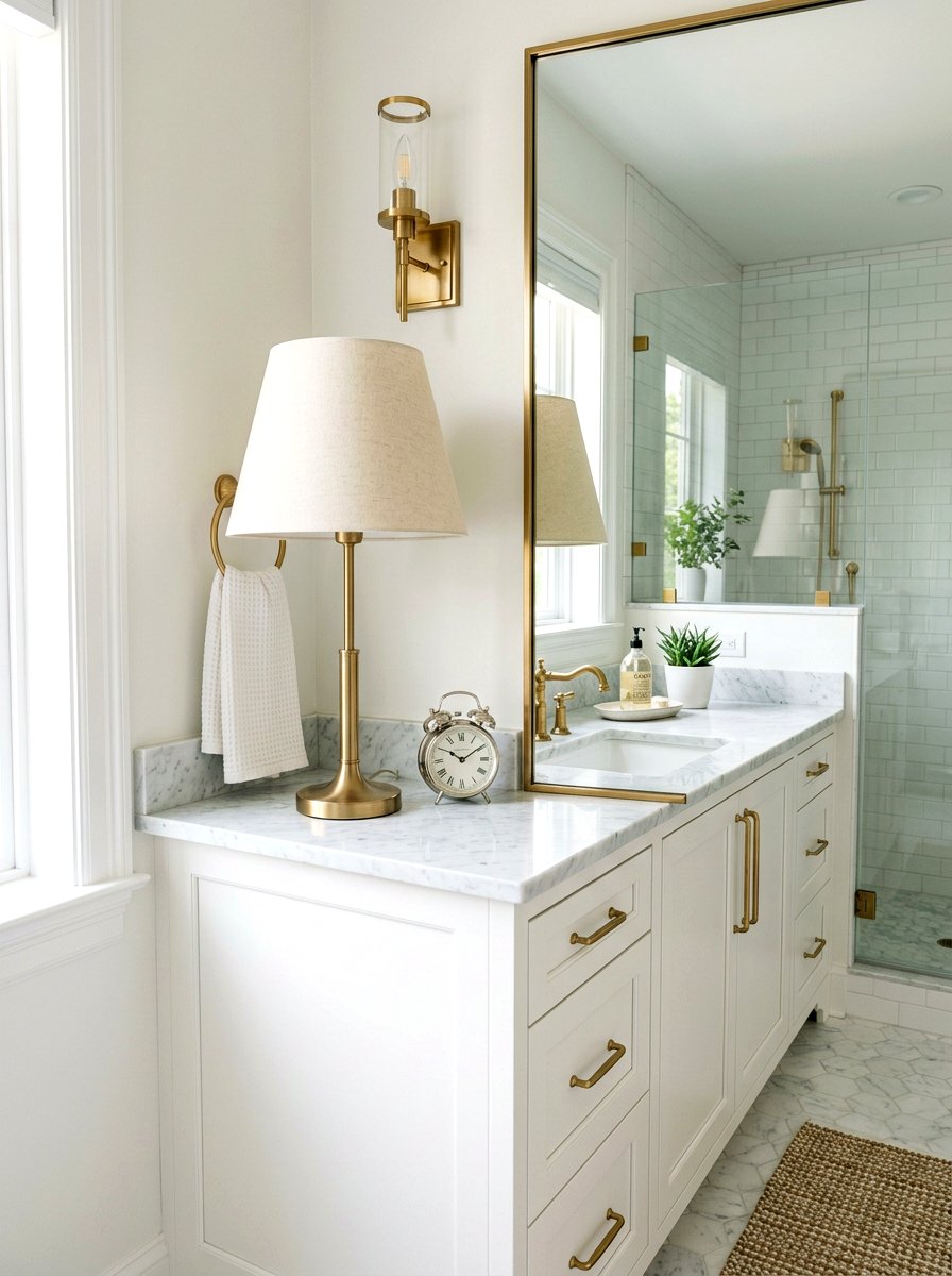 Tapered Shade Lamp - 30 mini lamp bathroom counter ideas