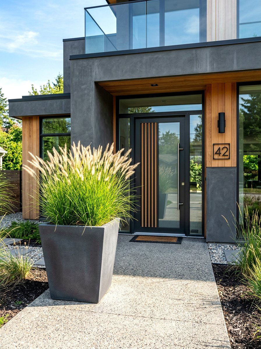 Tapered Square Front Door Planter - 30 front door planter ideas