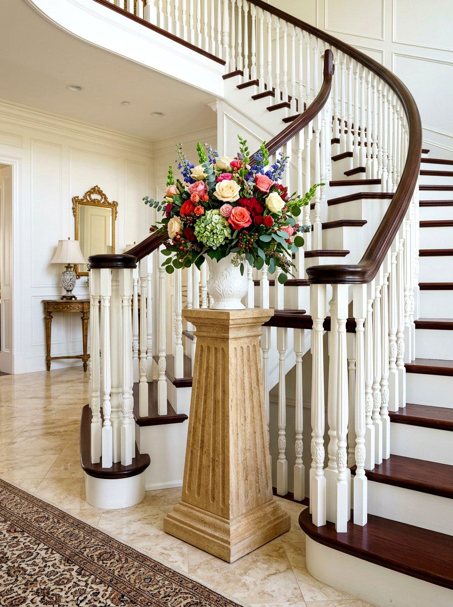 Tapered Stone Pedestal Stairs - 30 stone pedestal decor ideas