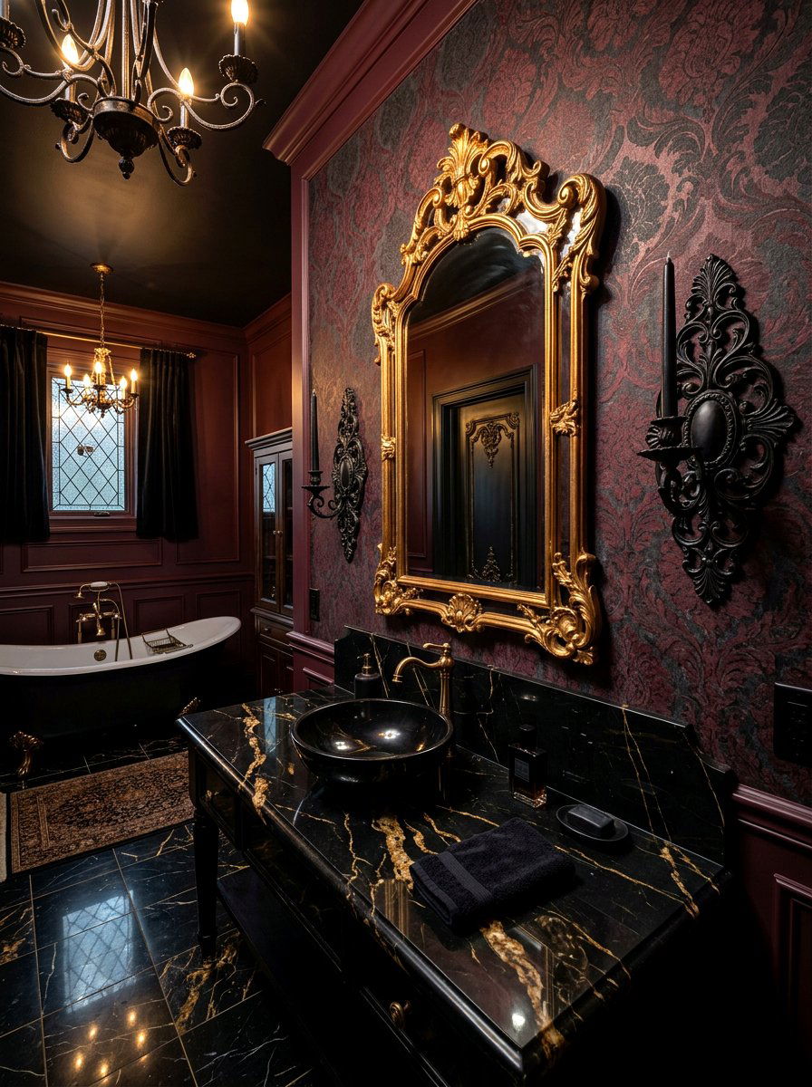 Tapered black candle sconce - 30 moody bathroom lamp ideas