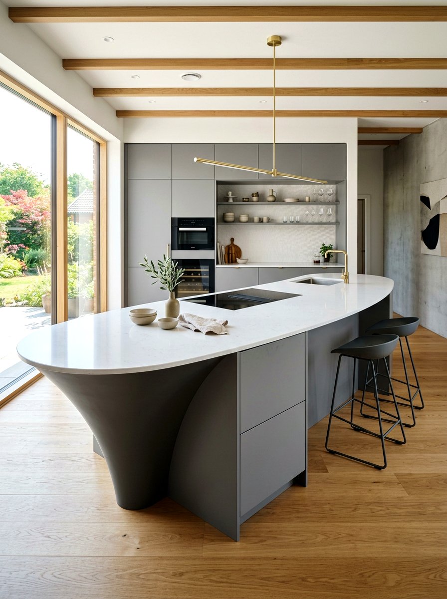 Tapered curved island - 30 curved kitchen island ideas