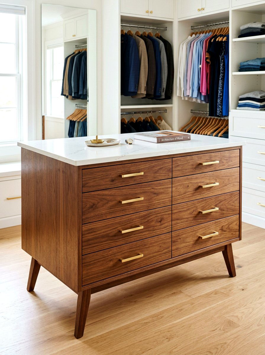 Tapered leg closet island - 30 island dresser closet ideas