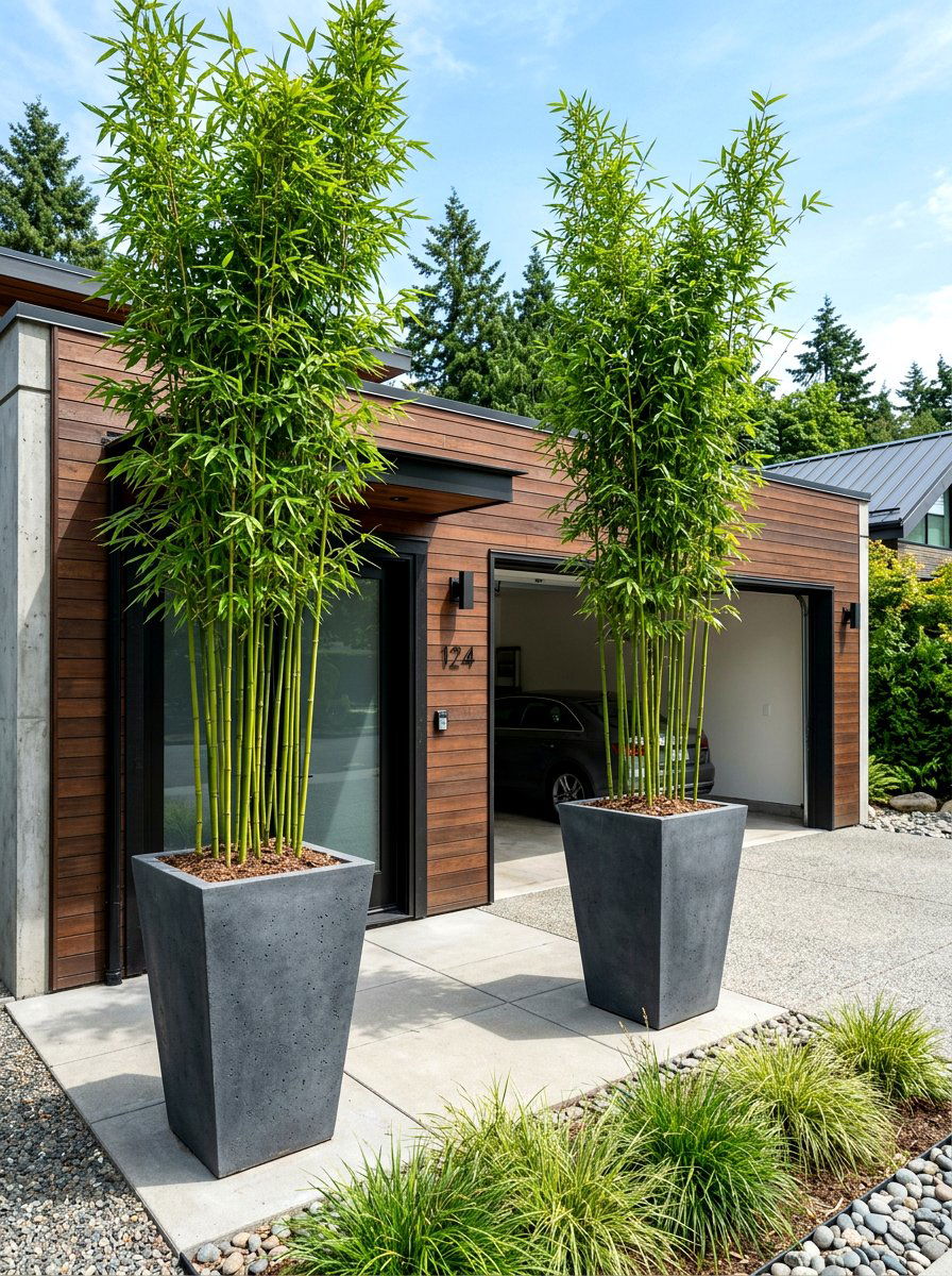 Tapered square planters - 30 front yard planter ideas