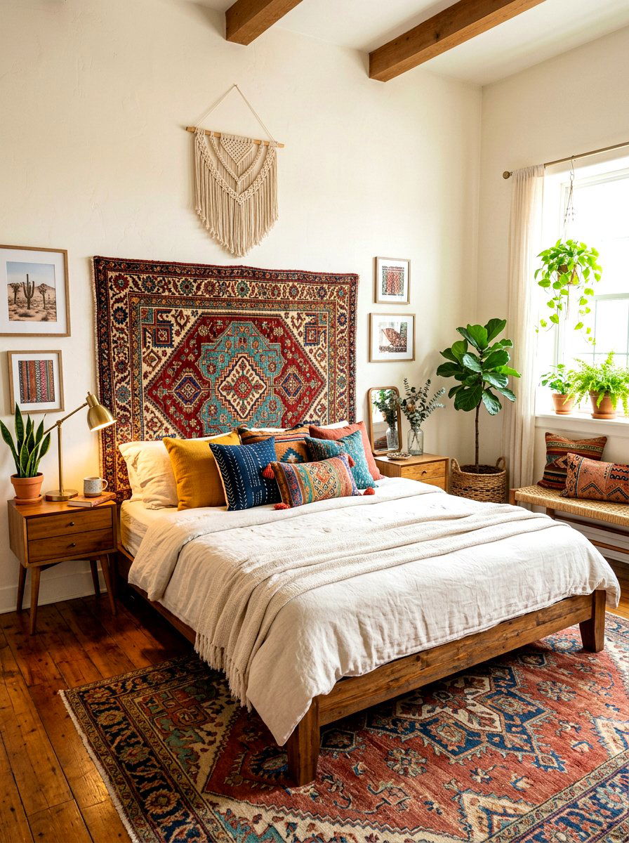 Tapestry Style Fabric Headboard - 30 oversized headboard ideas