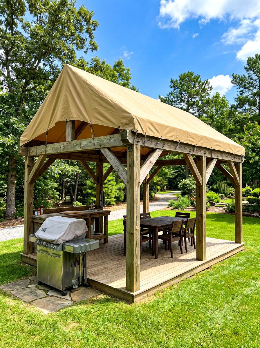 Tarp and Timber Gazebo - 30 budget gazebo ideas