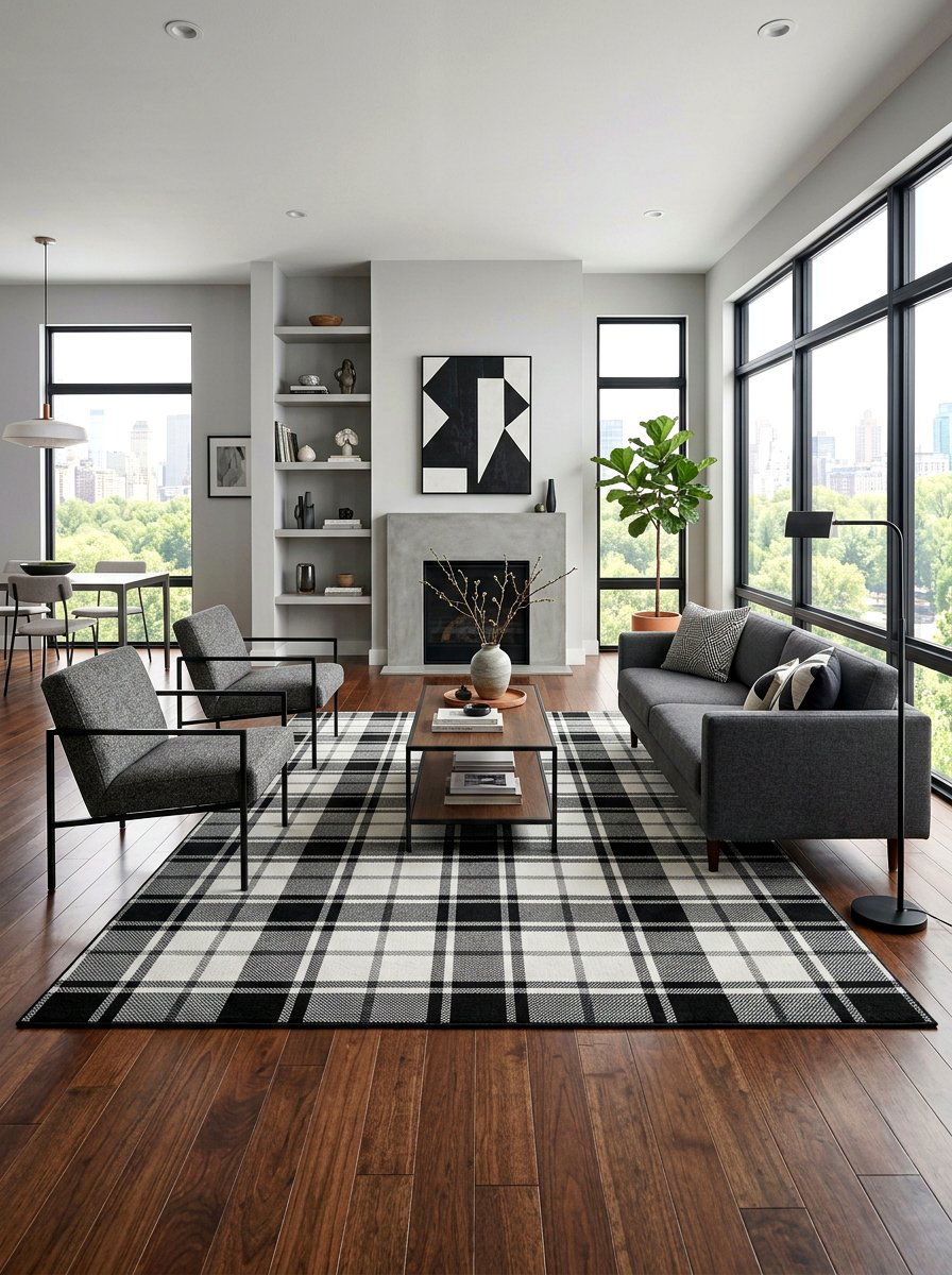 Tartan Area Rug - 30 tartan home decor ideas